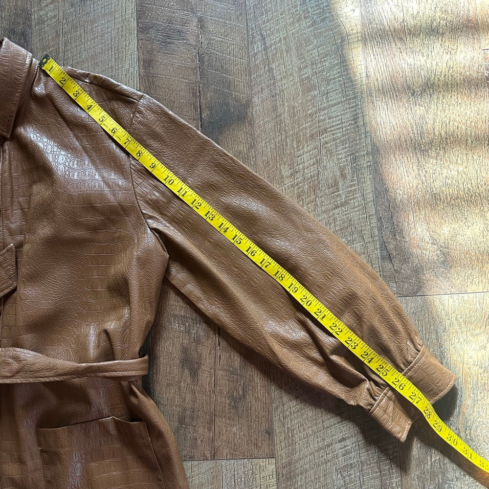 Women's MARC NEW YORK Brown Croc Embossed Faux Leather Jacket M - Picture 7 of 15